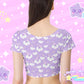 Shooting Star Clouds Purple Short Sleeve Crop Top [Made To Order]