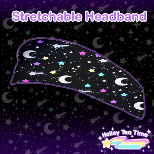 Starry Glitter Black stretchable headband [made to order]