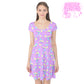 Starry Party Purple cap sleeve skater dress [made to order]