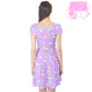 Starry Party Purple cap sleeve skater dress [made to order]