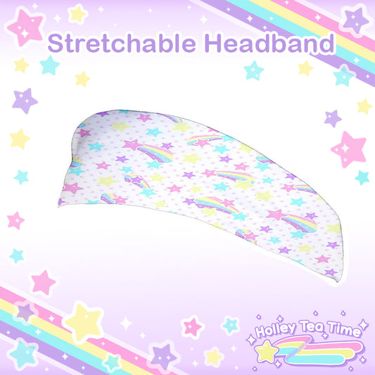 Starry Party White Stretchable Headband [Made To Order]