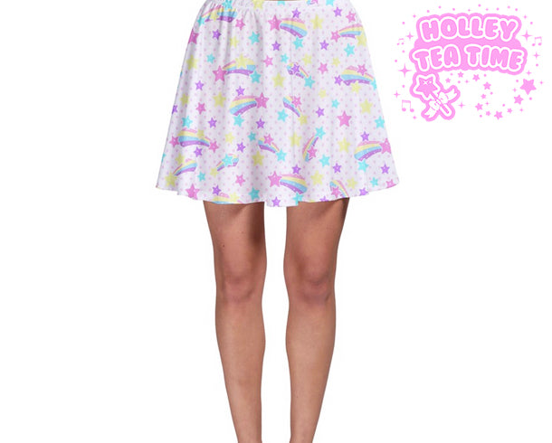 Starry Party White Skater Skirt [made to order]
