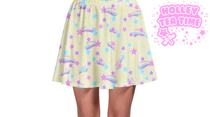 Starry Party Yellow Skater Skirt [made to order]