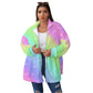 Wishful Rainbow Women's Oversized Fuzzy Fleece Coat With Zipper