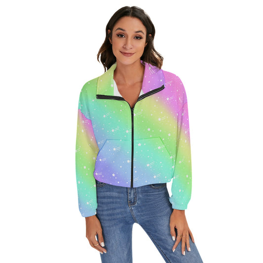 Wishful Rainbow Women's French Terry Zip Jacket