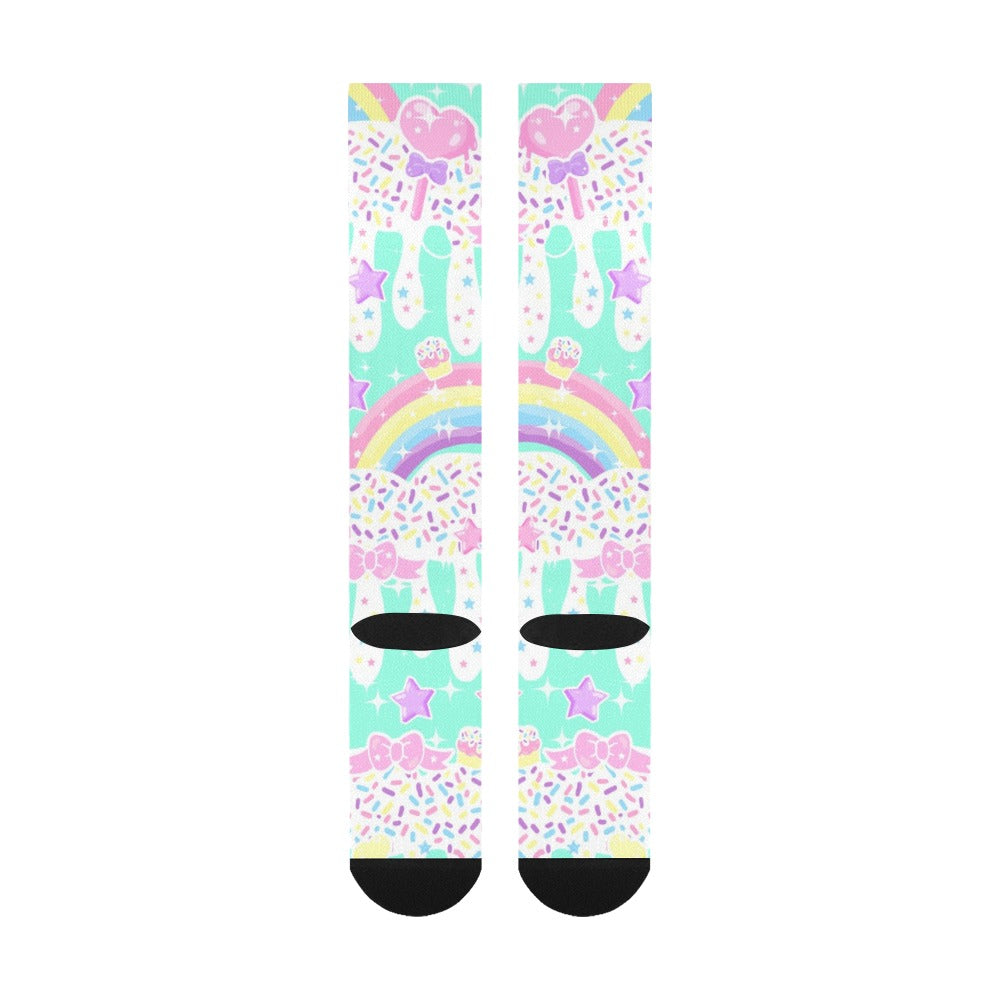 Rainbow Sweets Mint Knee Socks