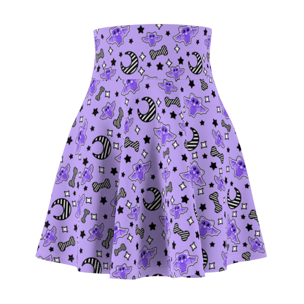 Magical Kawaii Spooky Bats Purple Women's Skater Skirt