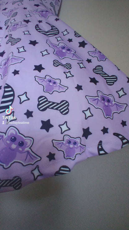 Magical kawaii spooky bats purple Skater Dress [made to order]