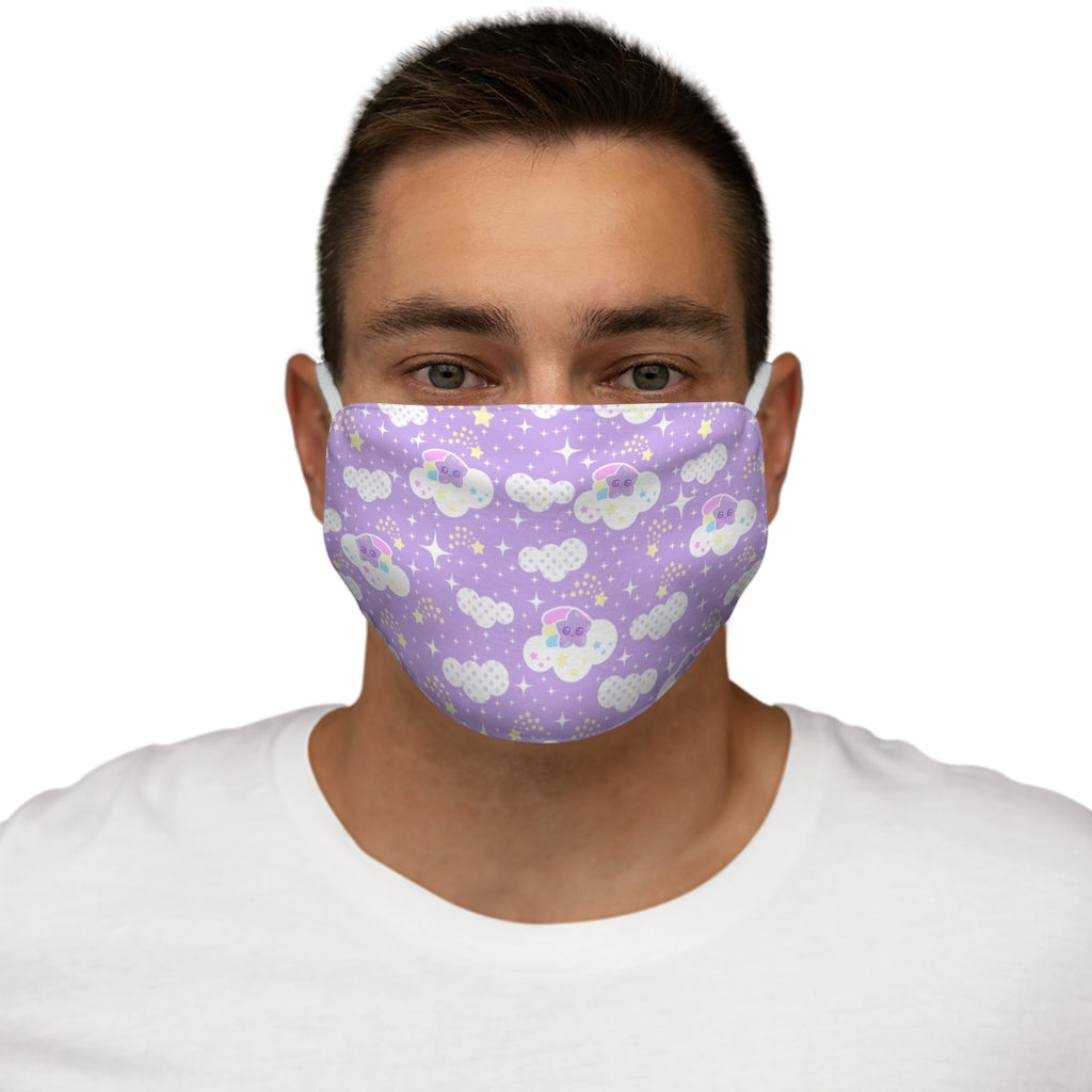 Shooting Star Clouds Purple Snug-Fit Polyester Face Mask