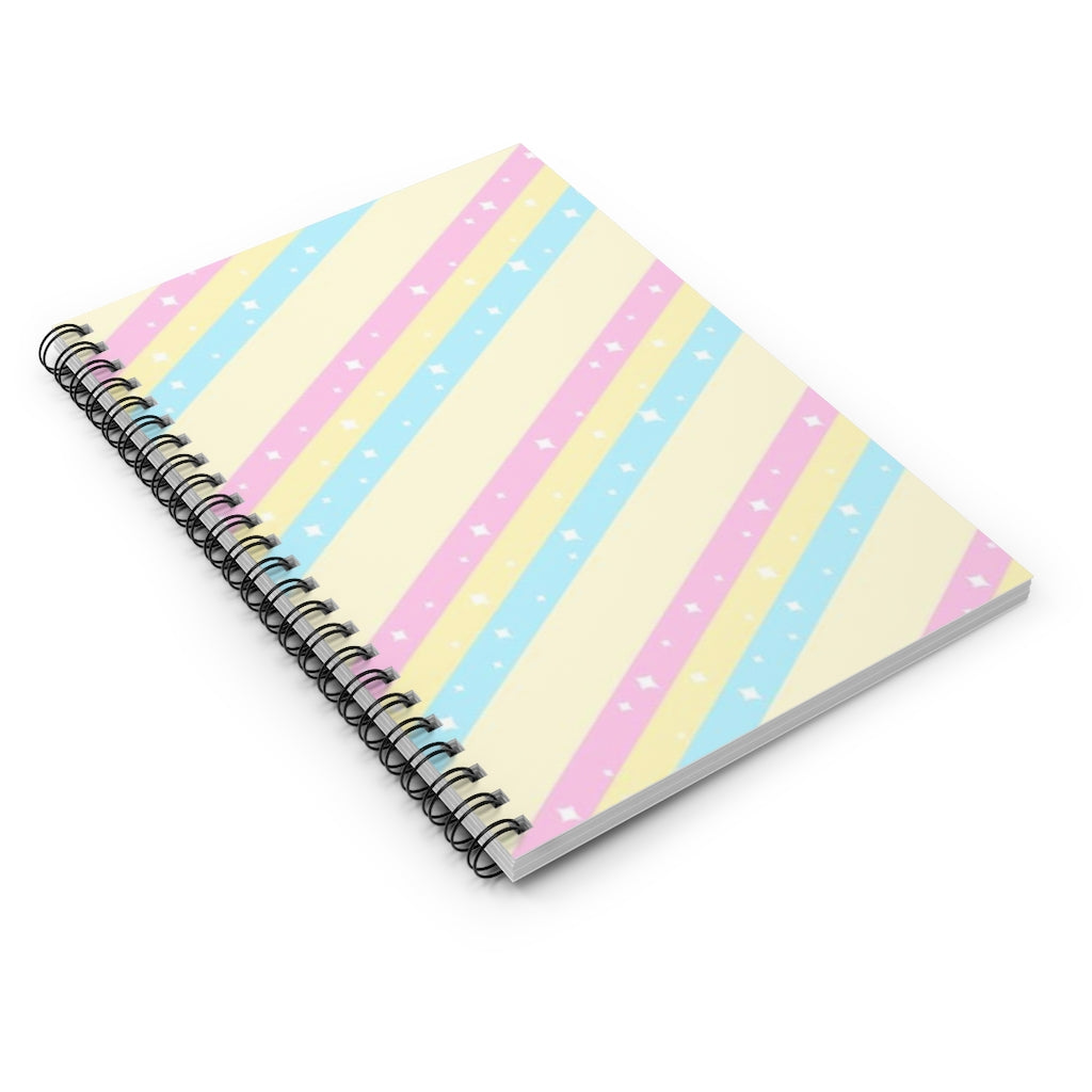 Teatime Fantasy Yellow Rainbow Spiral Notebook - Ruled Line