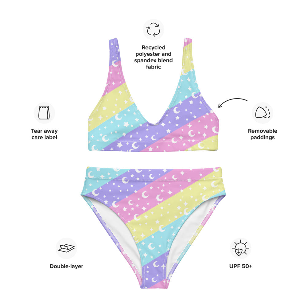 Cosmic Rainbow High-Waisted Bikini