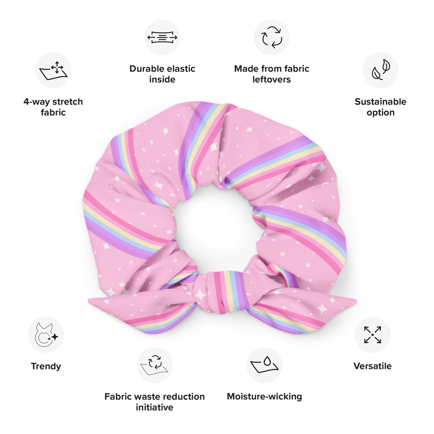 Kawaii Sparkle Cake Rainbow Beam Scrunchie
