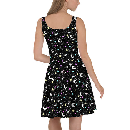 Starry Glitter Black Skater Dress