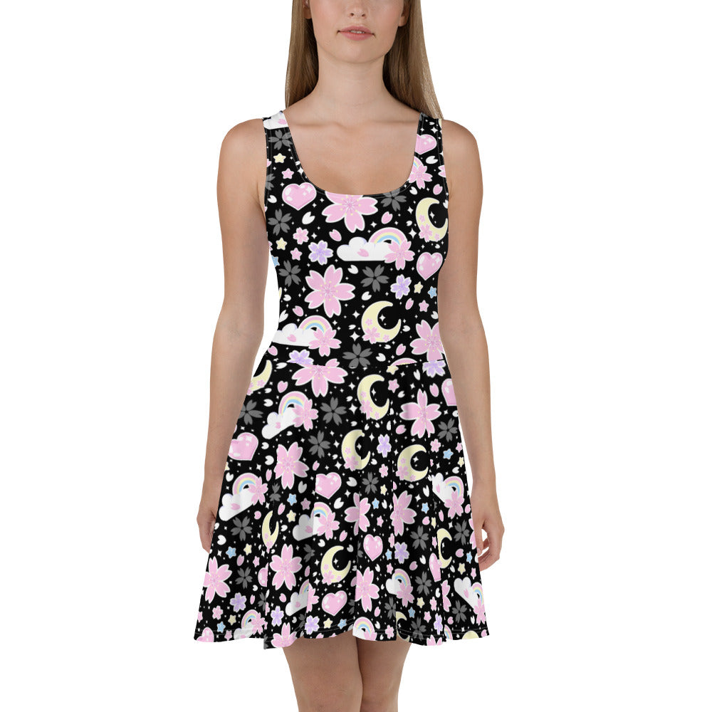 cherry blossom skater dress Fkelyi Cherry Blossom Long Sleeve Dress Size 5-6 T Stretchy Crew Neck Dress for Girls Midi Length Comfortable Swing Twirl Skater Dress, Girl's, Size: