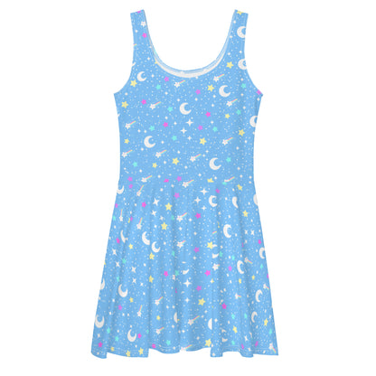 Starry Glitter Blue Skater Dress