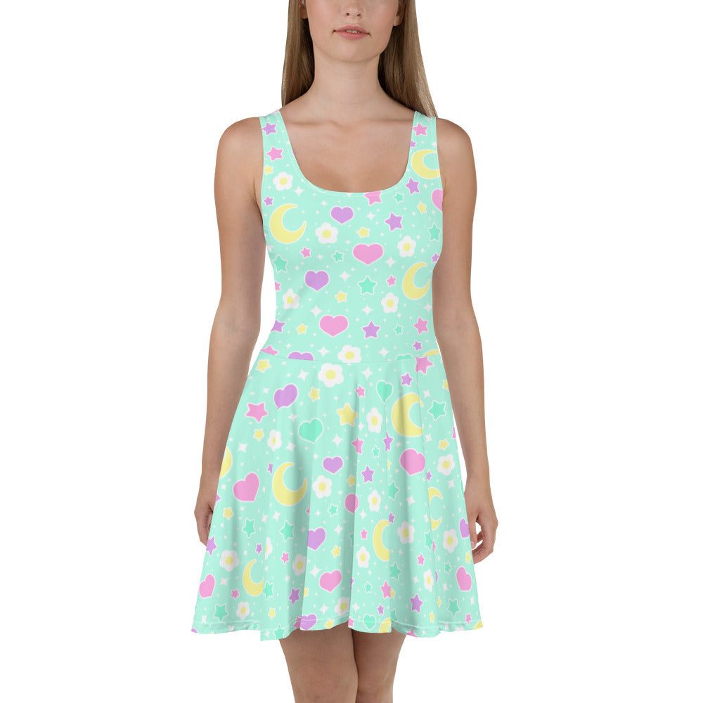 Magical Spring Mint Skater Dress