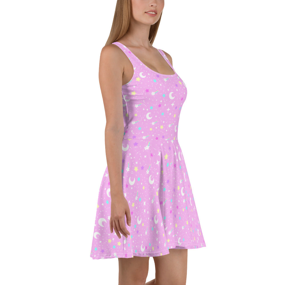 Starry Glitter Pink Skater Dress