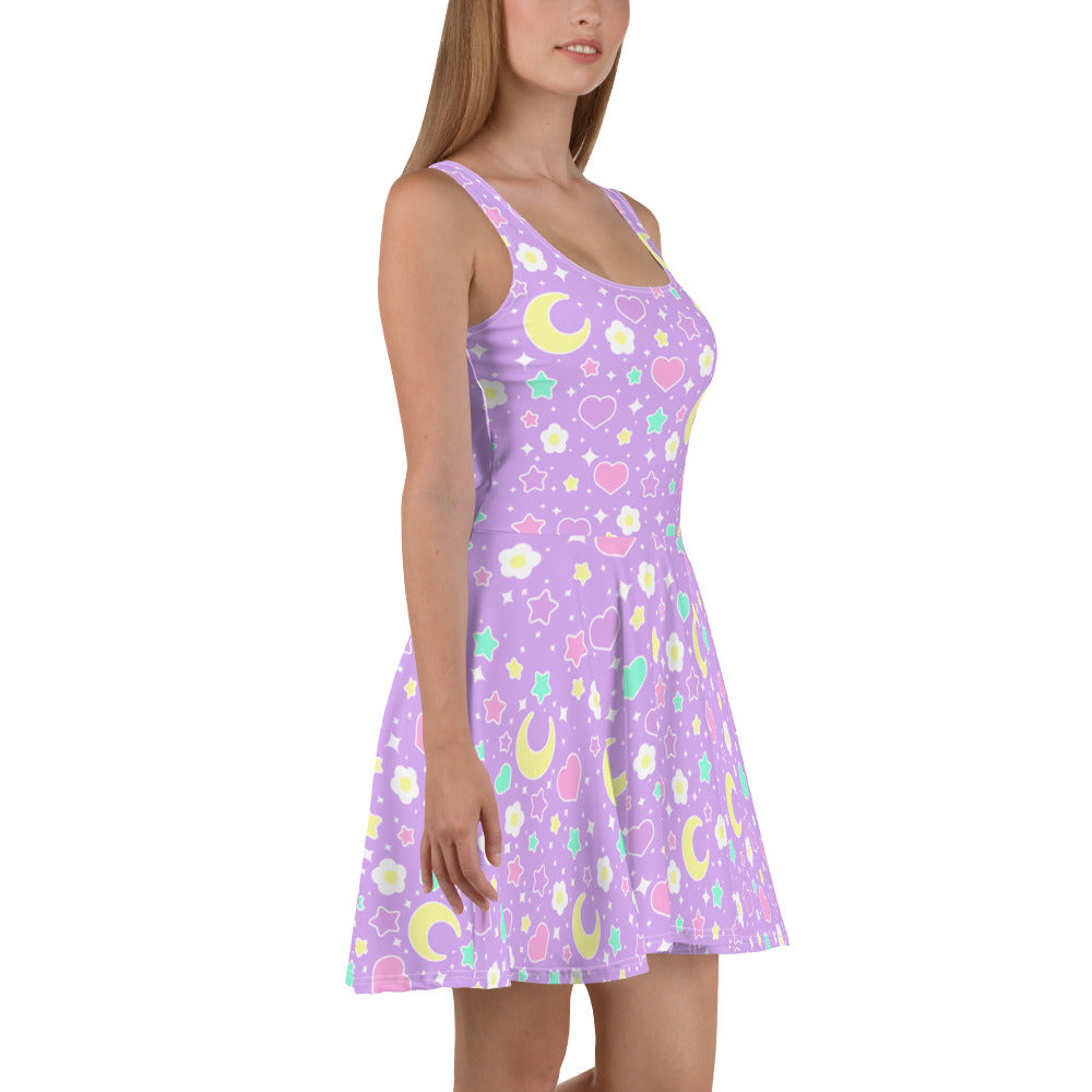 Magical Spring Purple Skater Dress