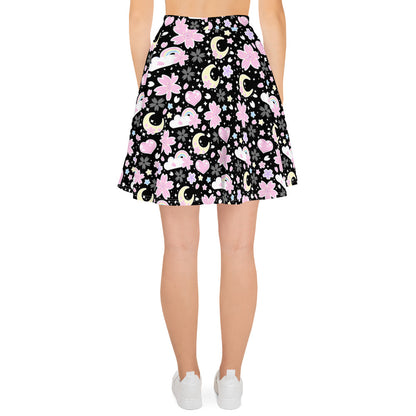 Cherry Blossom Dreams Black Skater Skirt
