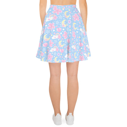 Cherry Blossom Dreams Blue Skater Skirt