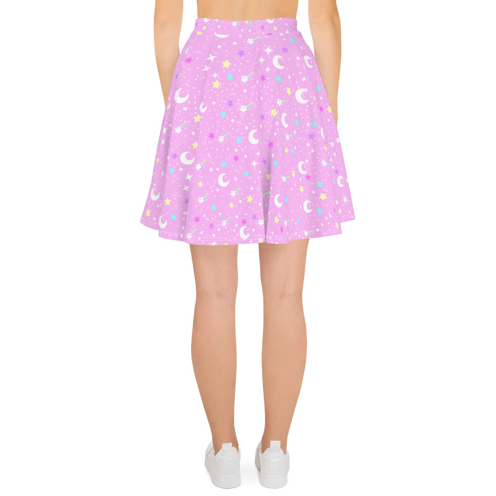 Starry Glitter Pink Skater Skirt