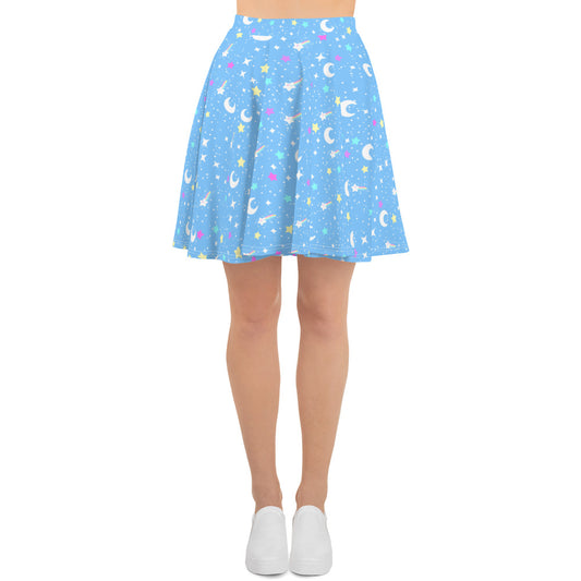 Starry Glitter Blue Skater Skirt