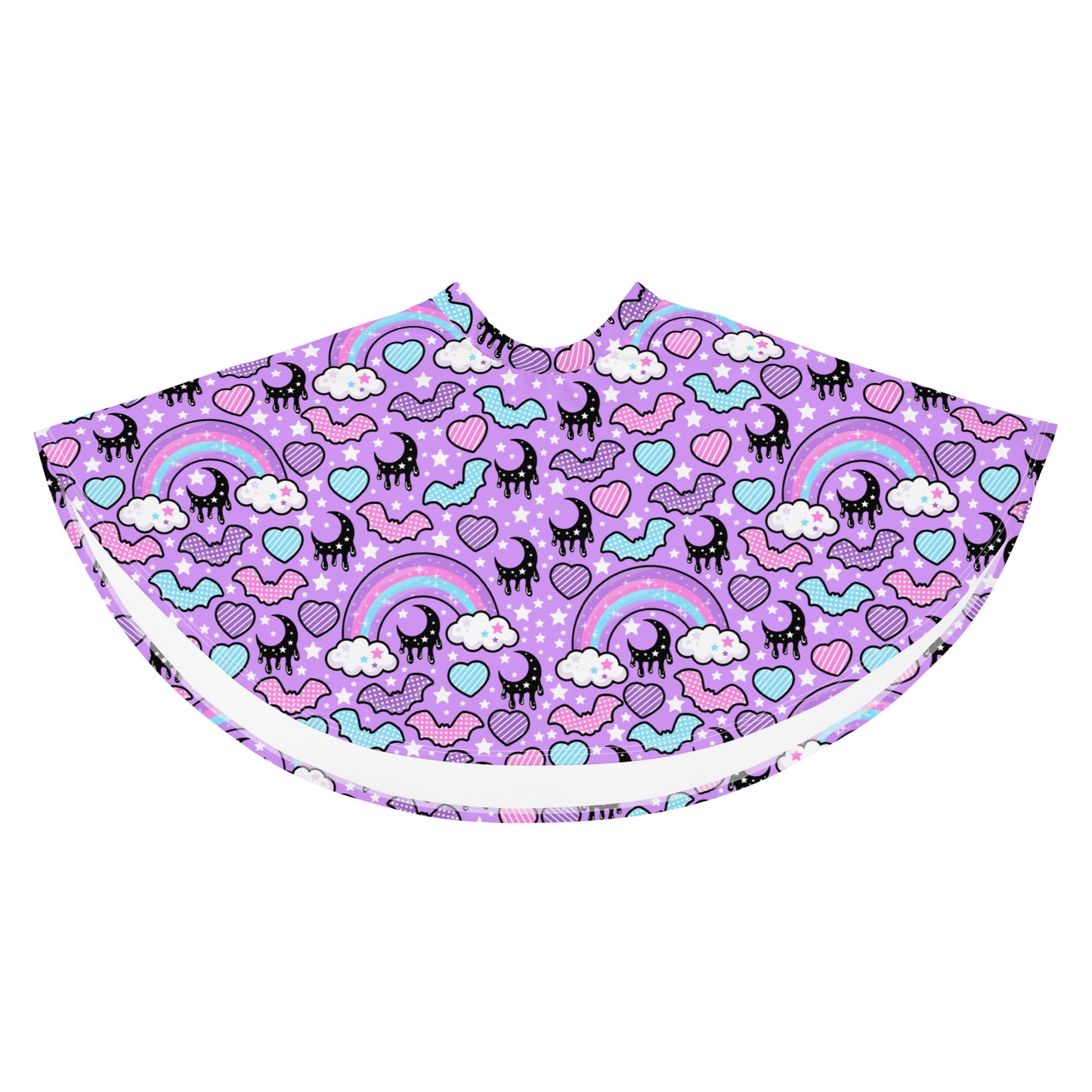 Rainbow Spooky Bats Purple Skater Skirt