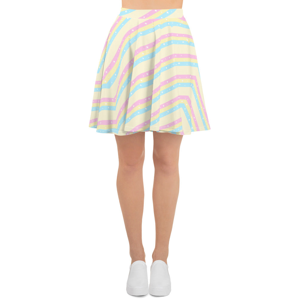 Teatime Fantasy Yellow Rainbow Skater Skirt