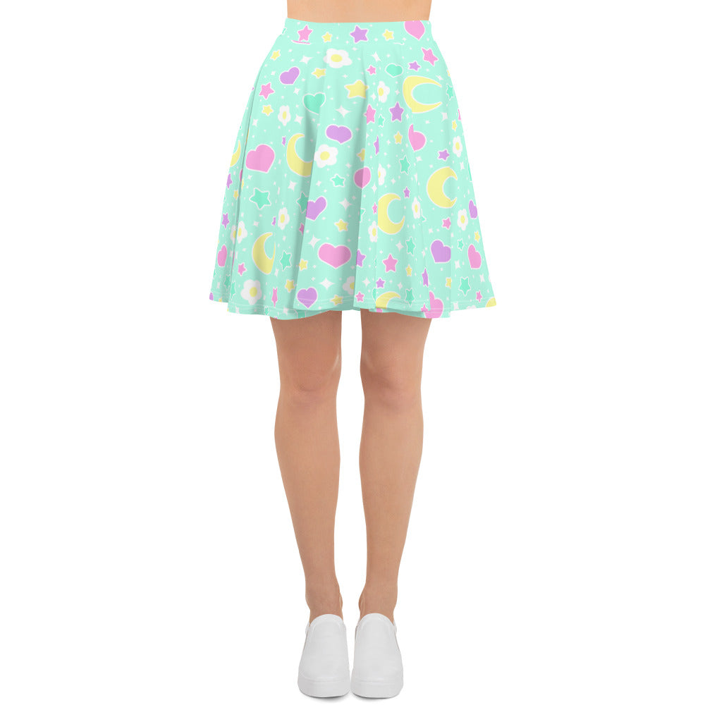 Magical Spring Mint Skater Skirt