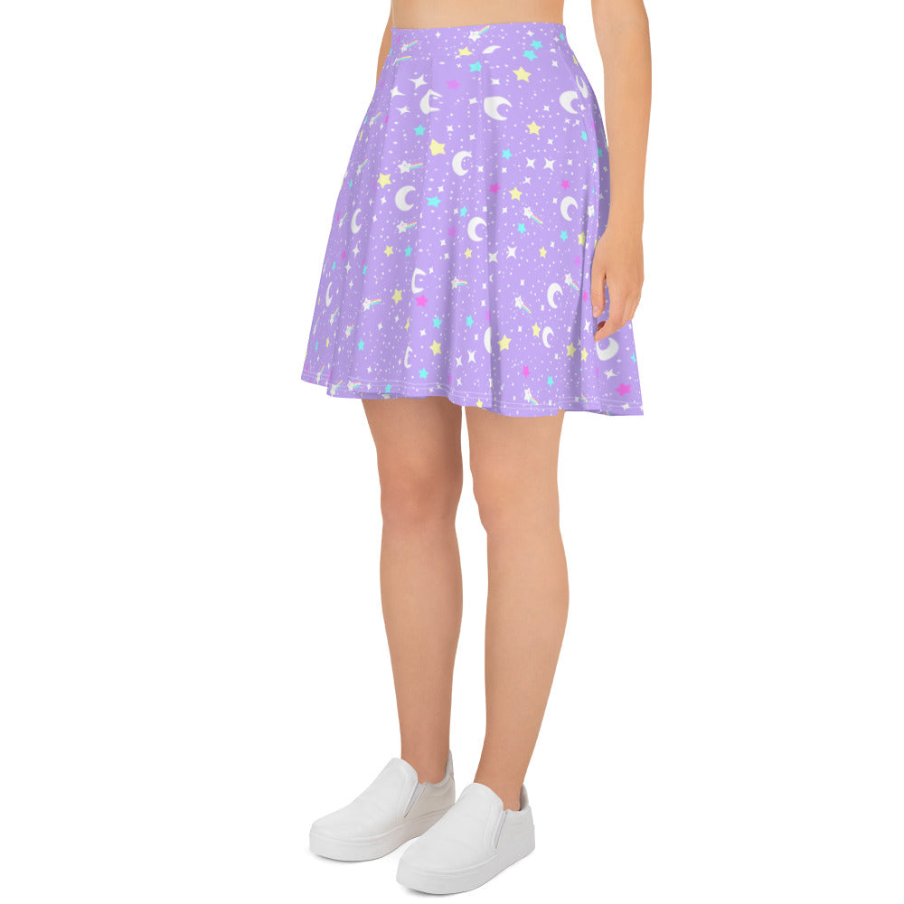 Starry Glitter Purple Skater Skirt
