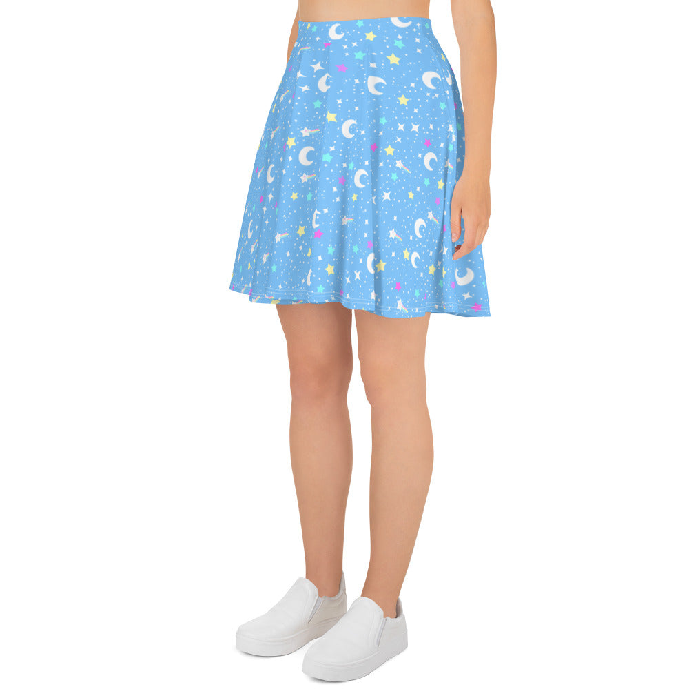 Starry Glitter Blue Skater Skirt