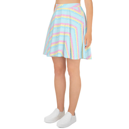 Teatime Fantasy Blue Rainbow Skater Skirt