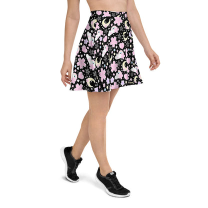 Cherry Blossom Dreams Black Skater Skirt