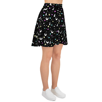 Starry Glitter Black Skater Skirt
