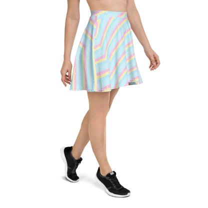 Teatime Fantasy Blue Rainbow Skater Skirt
