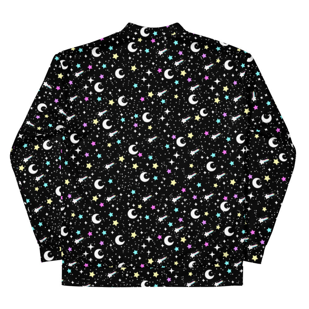 Starry Glitter Black Unisex Bomber Jacket