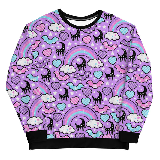 Rainbow Spooky Bats Purple Unisex Sweatshirt