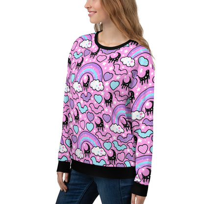 Rainbow Spooky Bats Pink Unisex Sweatshirt