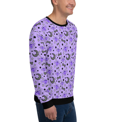 Magical Kawaii Spooky Bats Purple Unisex Sweatshirt