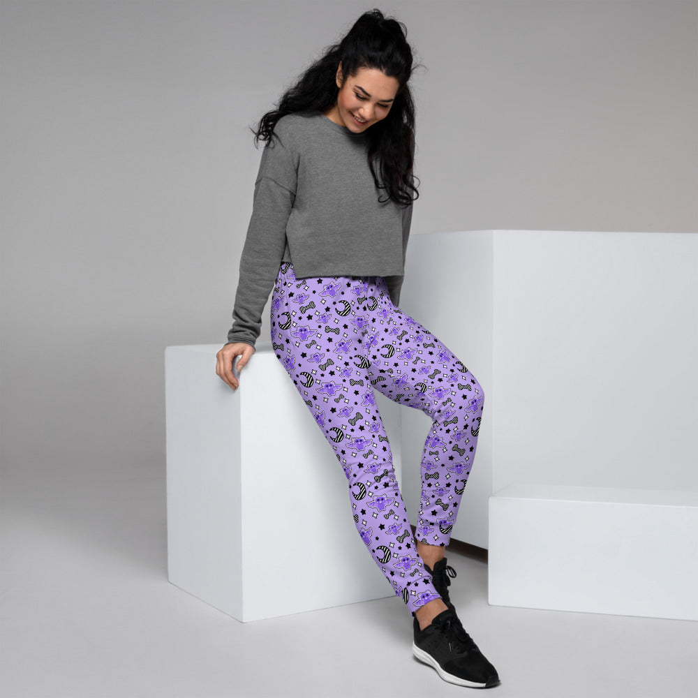 Magical Kawaii Spooky Bats Purple Women's Joggers