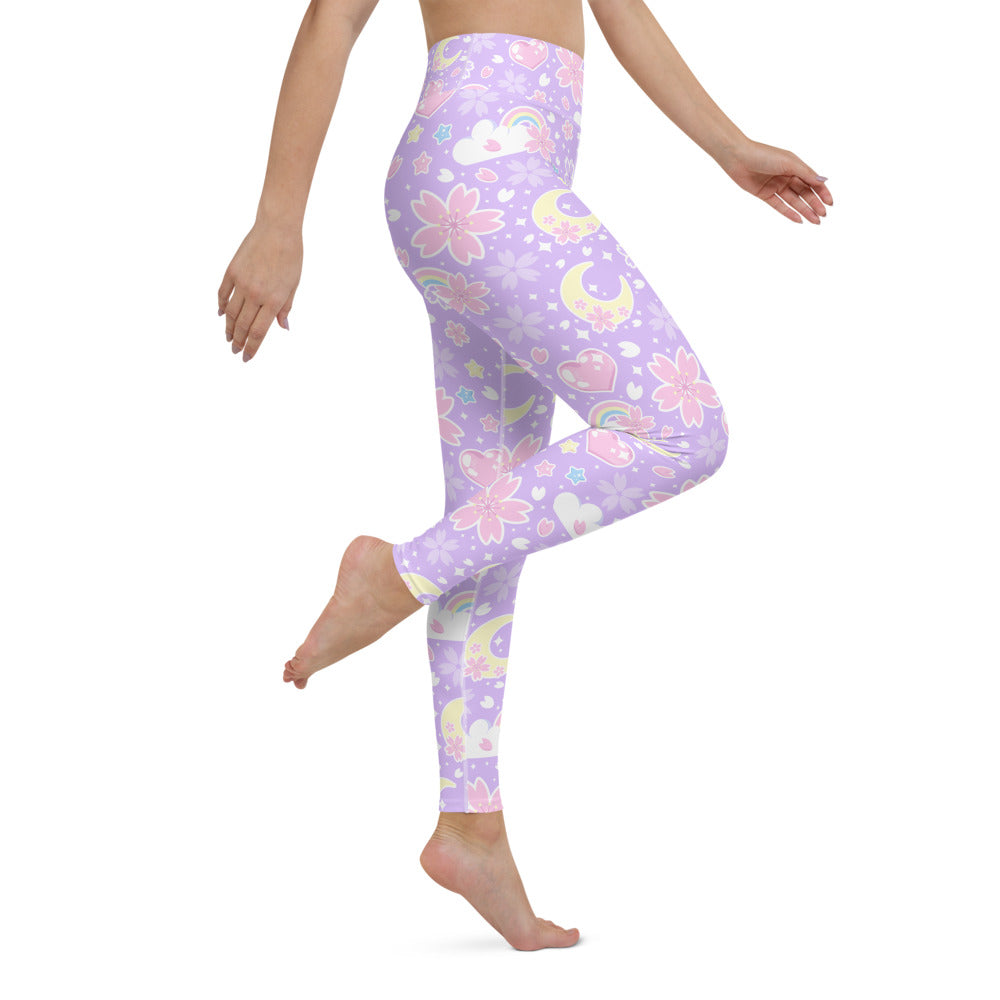 Cherry Blossom Dreams Purple Yoga Leggings