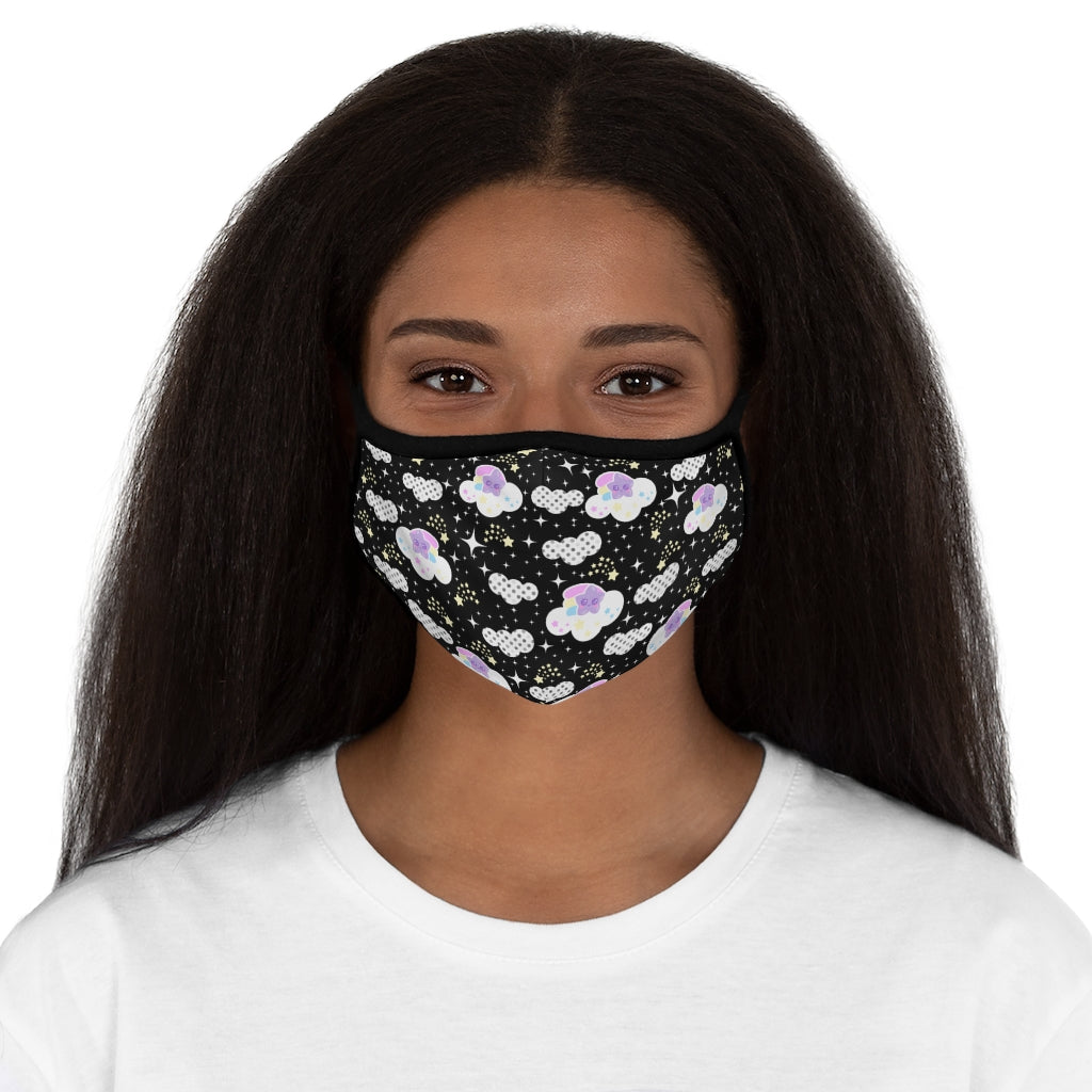 Shooting Star Clouds Black Fitted Polyester Face Mask