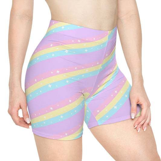 Teatime Fantasy Purple Rainbow Women's Biker Shorts