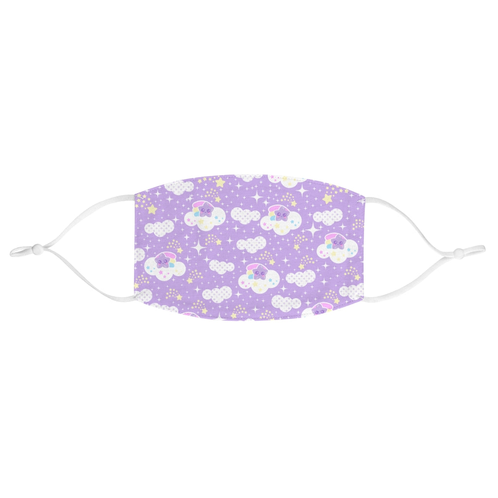 Shooting Star Clouds Purple Fabric Face Mask