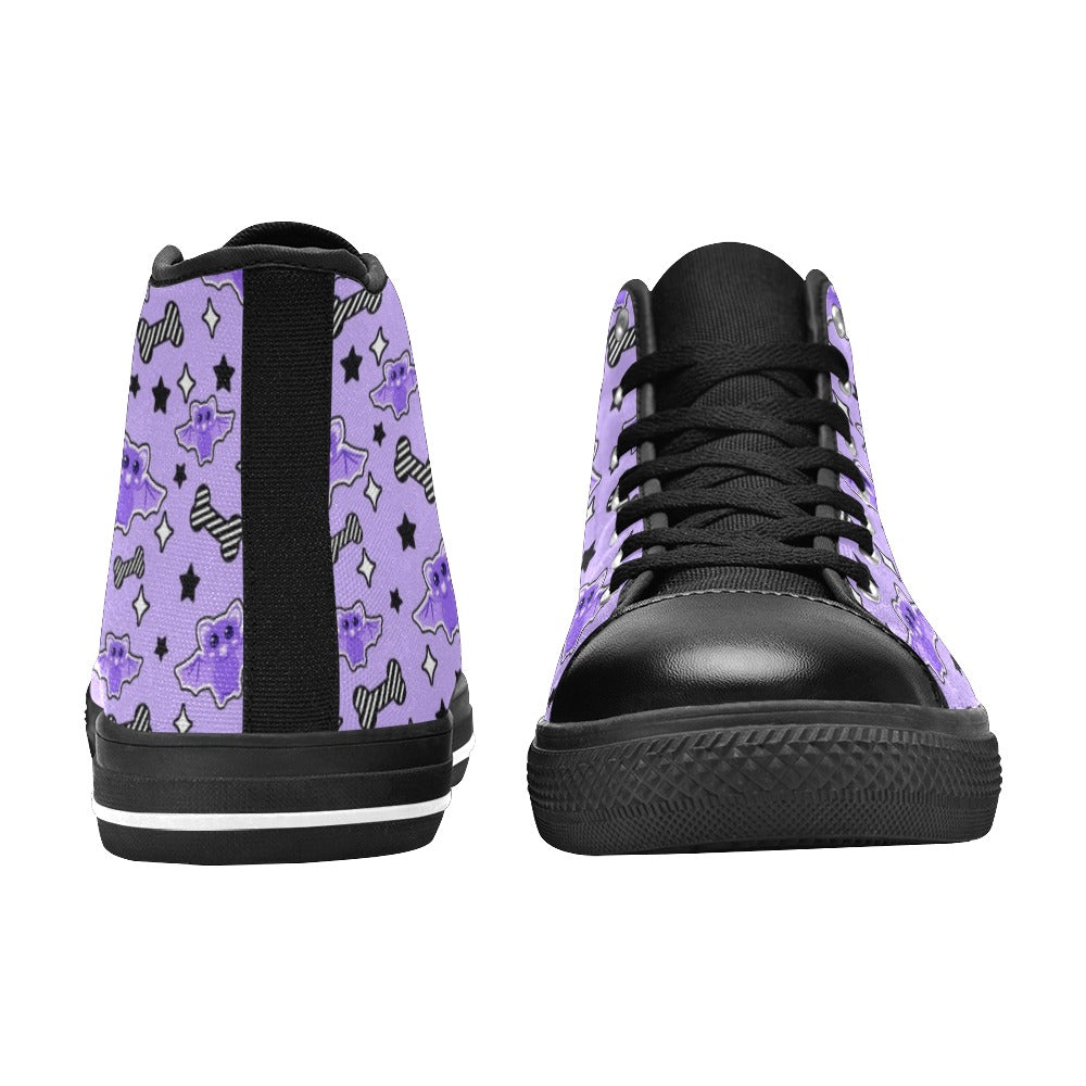 Magical Kawaii Spooky Bats Purple Women's High Top Sneakers