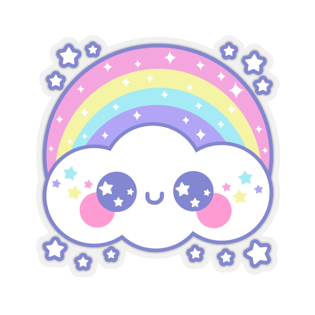 Happy Rainbow Cloud Kiss-Cut Sticker