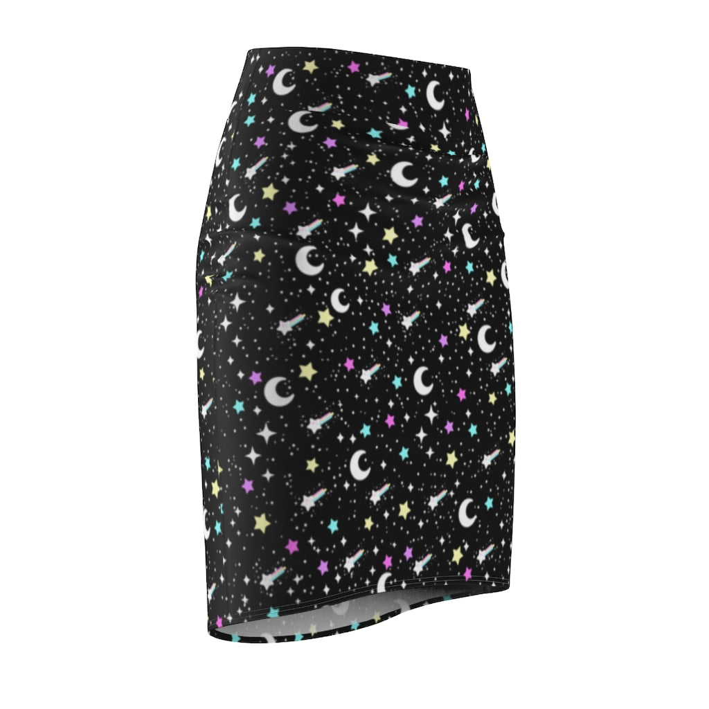 Starry Glitter Black Women's Pencil Skirt