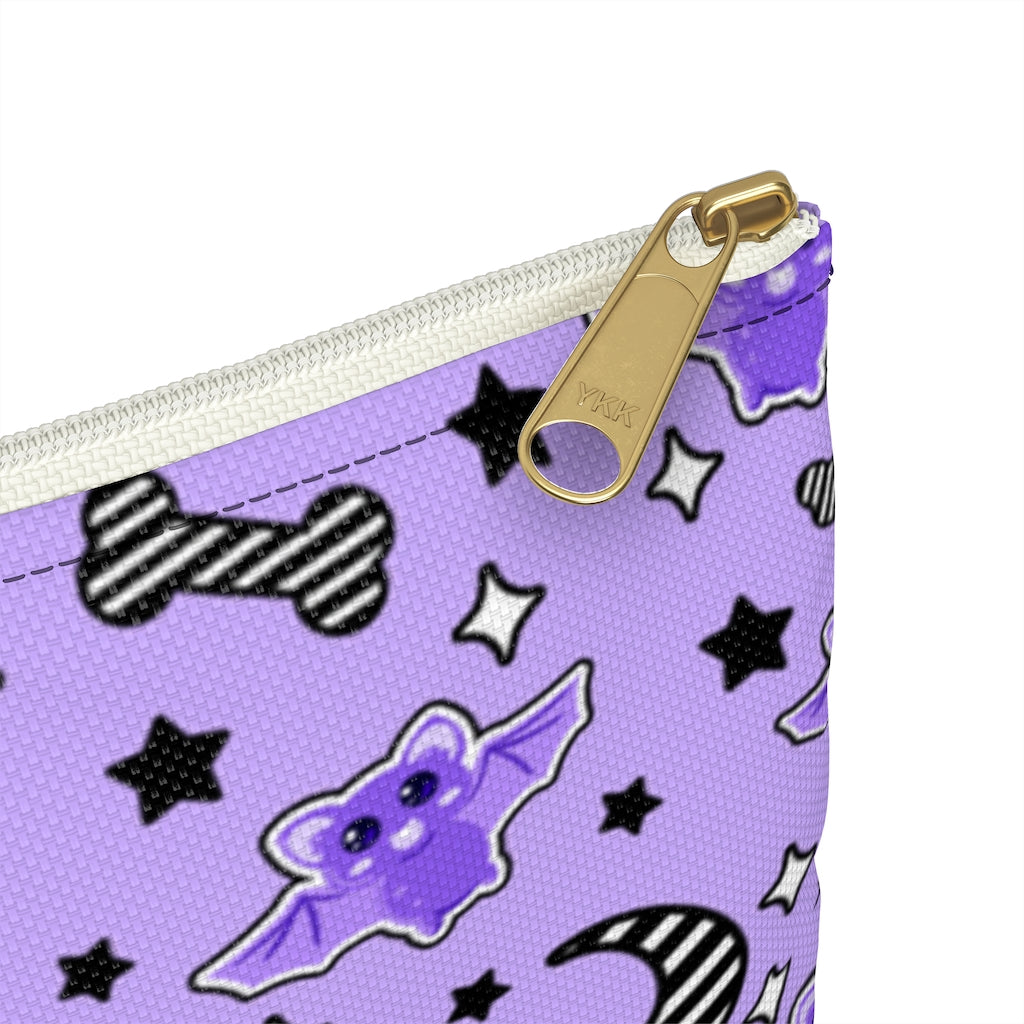 Magical Kawaii Spooky Bats Purple Accessory Pouch