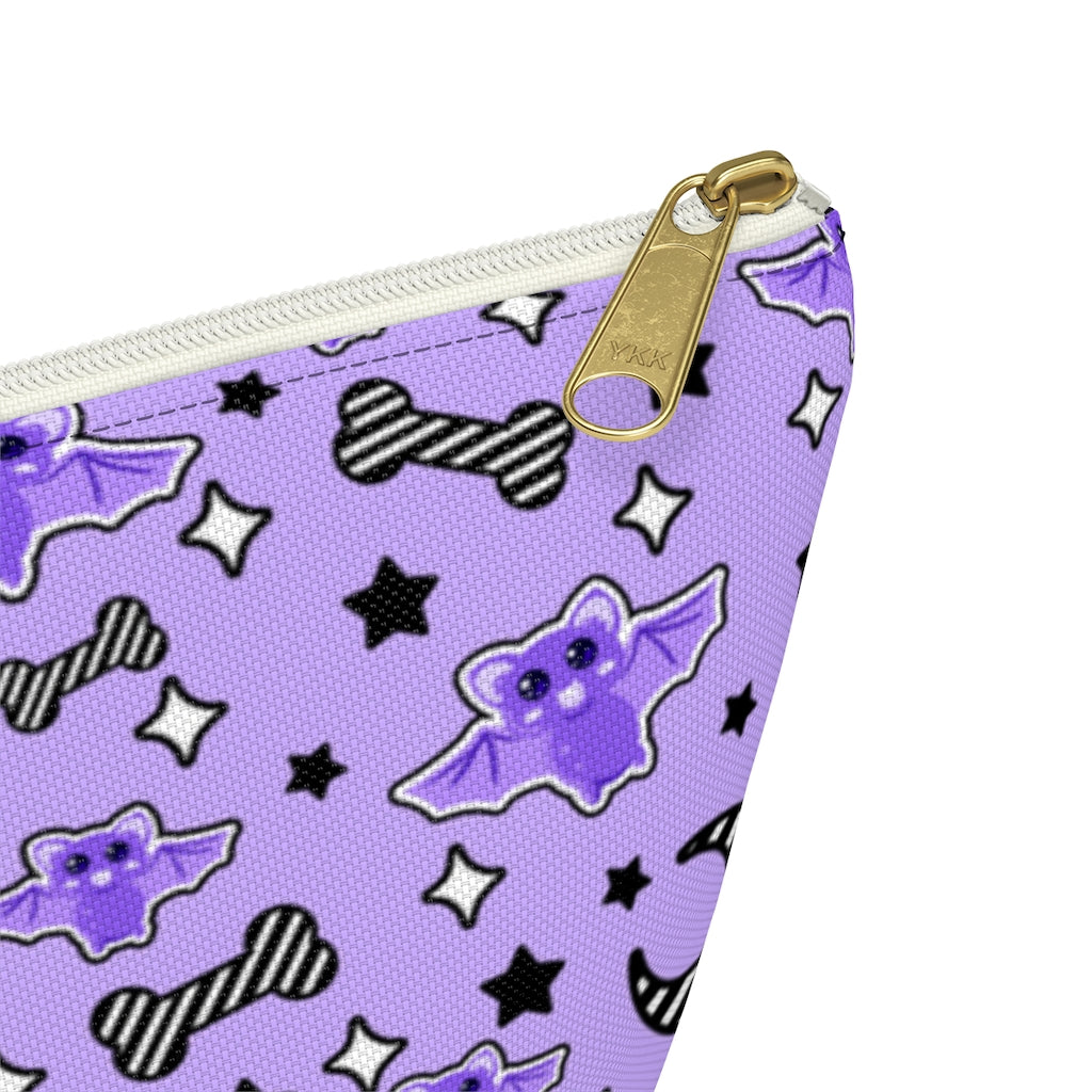 Magical Kawaii Spooky Bats Purple Accessory Pouch w T-bottom