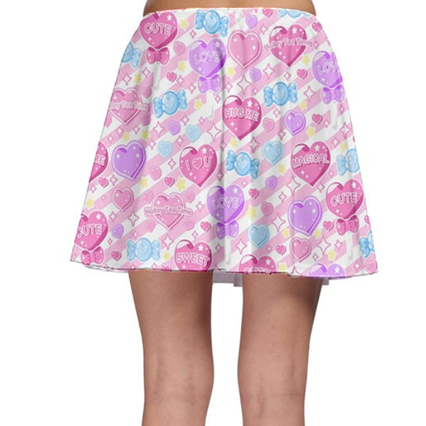 Candy Love Hearts (Colorful Cutie) Skater Skirt [Made-To-Order]